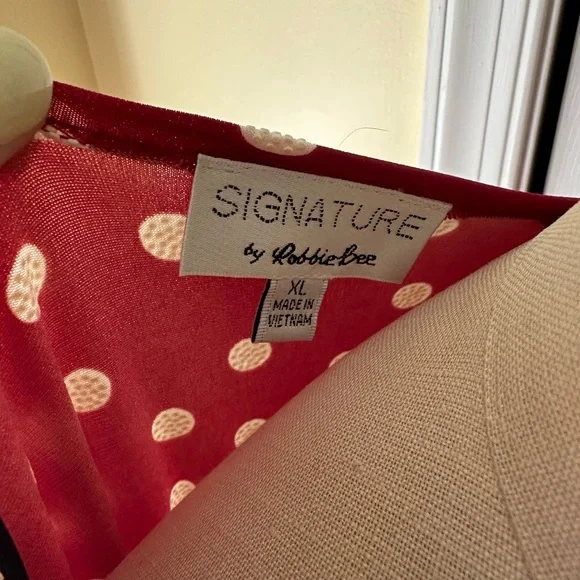 NWT Signature by Robbie Bee Red and White Polka Dot Midi Dress | XL - Picture 4 of 6